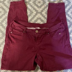 MAURICES size Large Short maroon colored pants with stretch PETITE